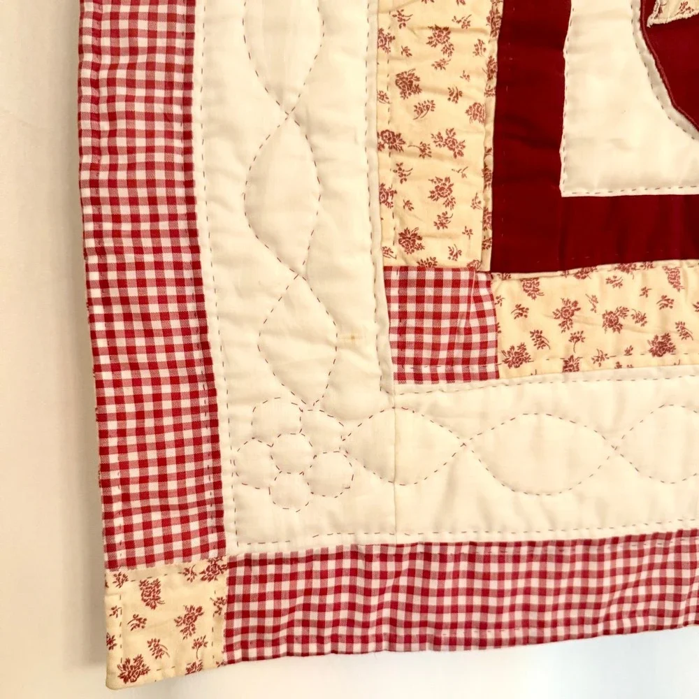 Vintage Hand Quilted ABC Wall Hanging Cat Bear Apple 1980s Frances Nash